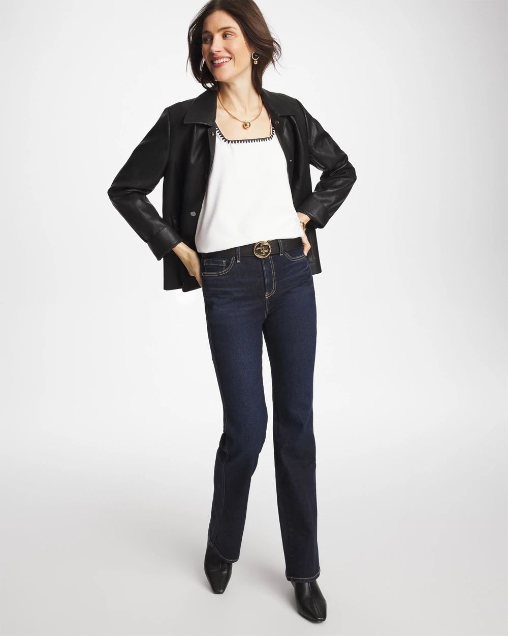 Blanket Stitch Contour Cotton™ Square Neck Tank