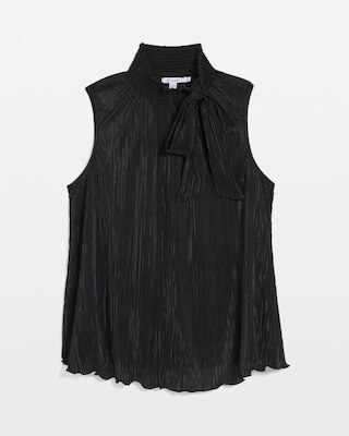 Pleated Smocked Tie-Neck Top click to view larger image.