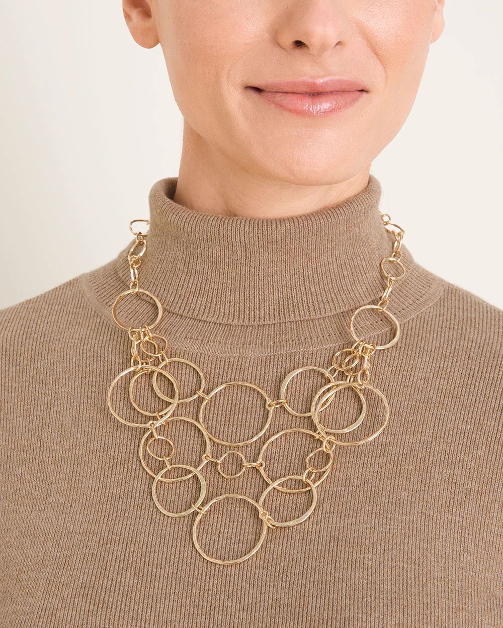 Short Goldtone Multi-Strand Link Necklace