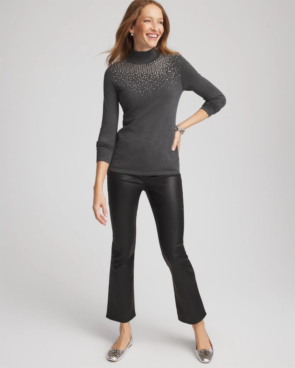 Ella Rhinestone Mockneck Sweater click to view larger image.