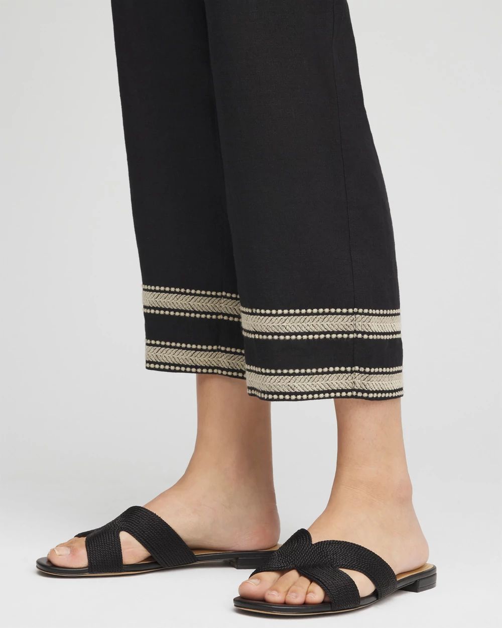 Linen Elastic Waist Cropped Pants