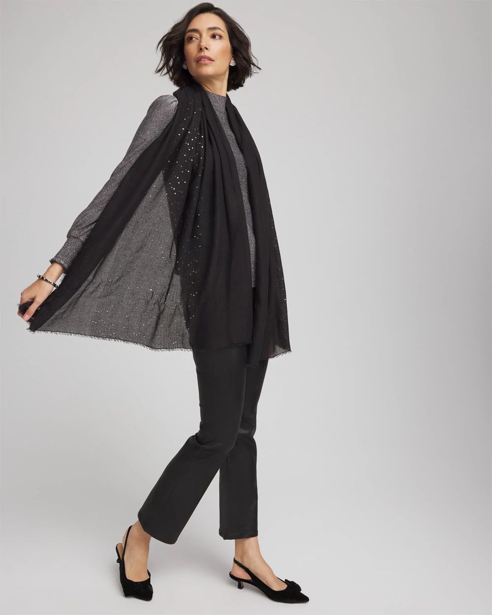 Metallic Stripe Oblong Scarf