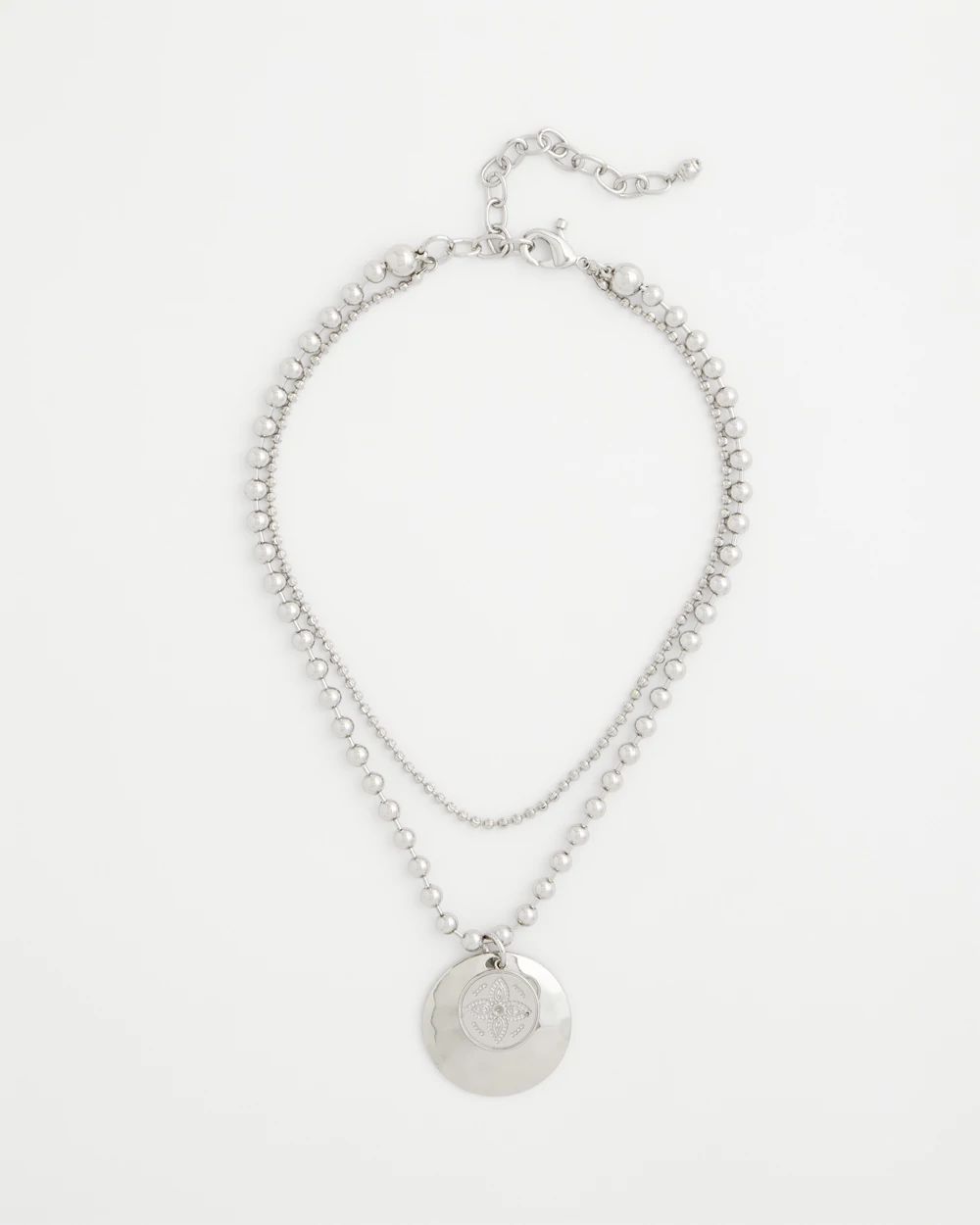 Short Silver Ball Chain Pendant