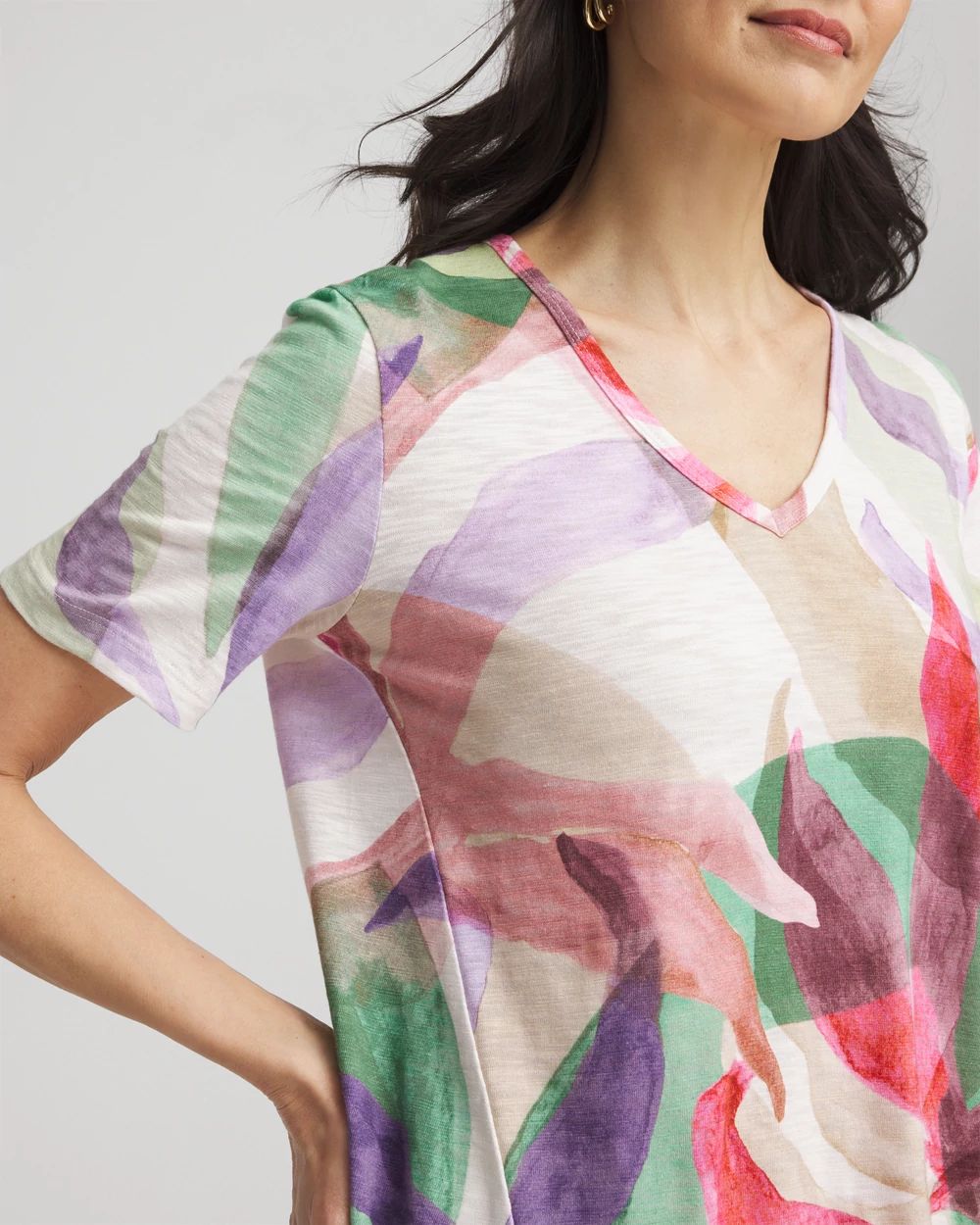 Floral Short Sleeve Forward-Seam Tee