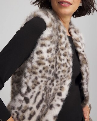Snow Leopard Faux Fur Vest click to view larger image.