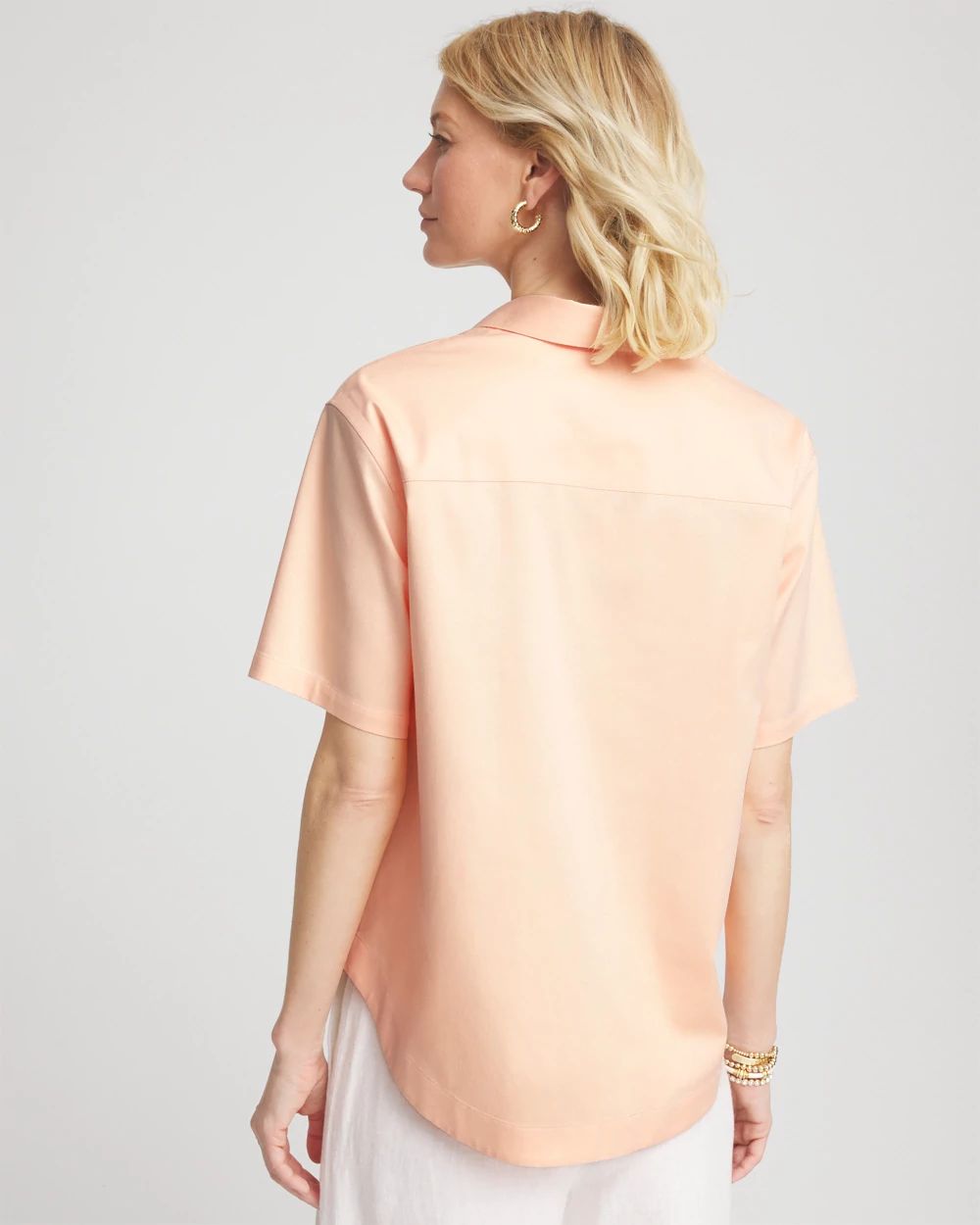 No Iron™ Embroidered Floral Short-Sleeve Shirt click to view larger image.