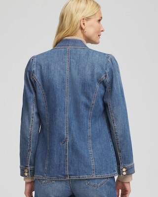 Pearl Brooch Denim Blazer click to view larger image.