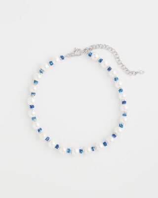 Short Pearl Blue Necklace