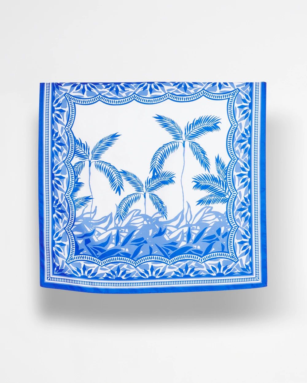 Reversible Palm Tree Print Square Neckerchief