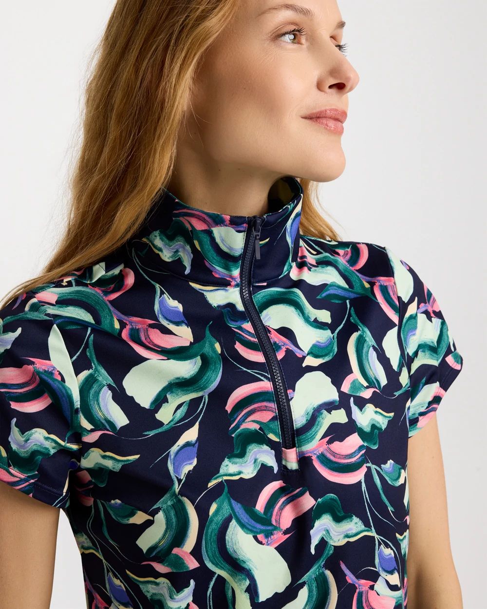 Zenergy® UPF Blooms Half Zip Polo click to view larger image.