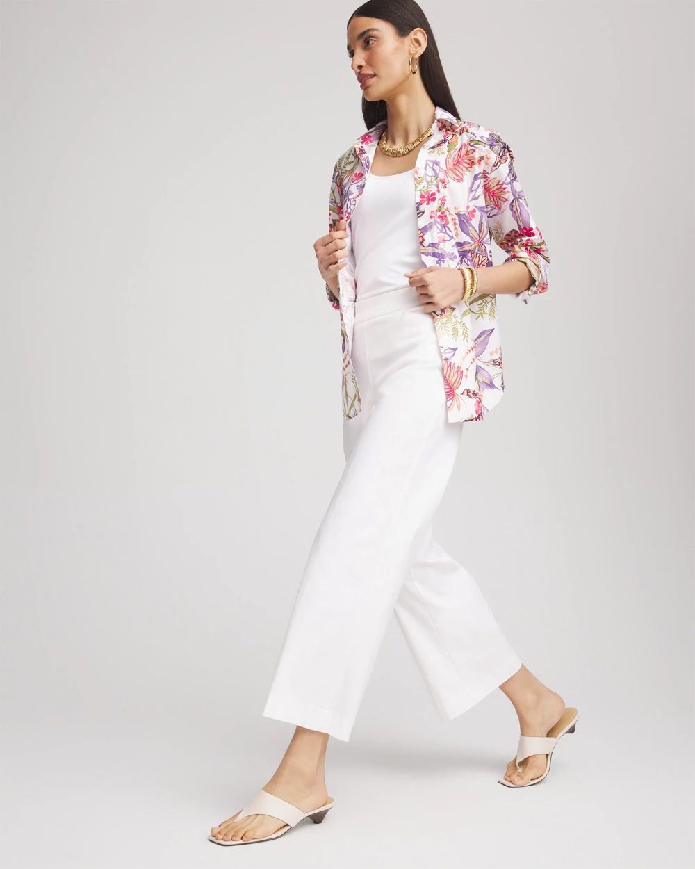 No Iron™ Tropical Floral Stretch Shirt click to view larger image.