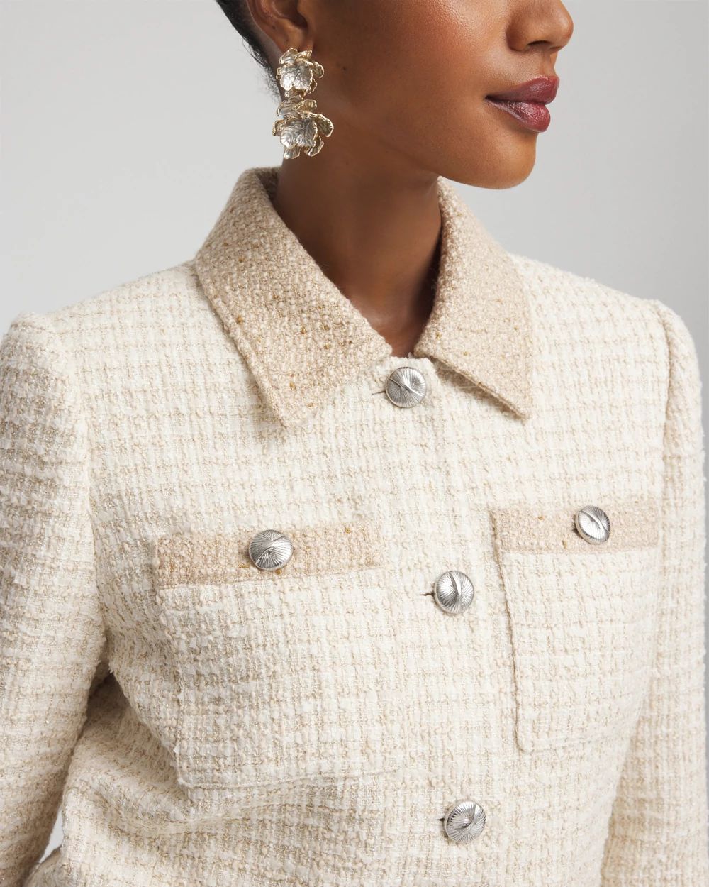 Tonal Neutral Tweed Jacket click to view larger image.
