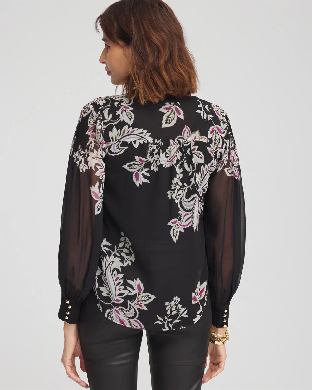 Floral Pintuck Sleeve Blouse
