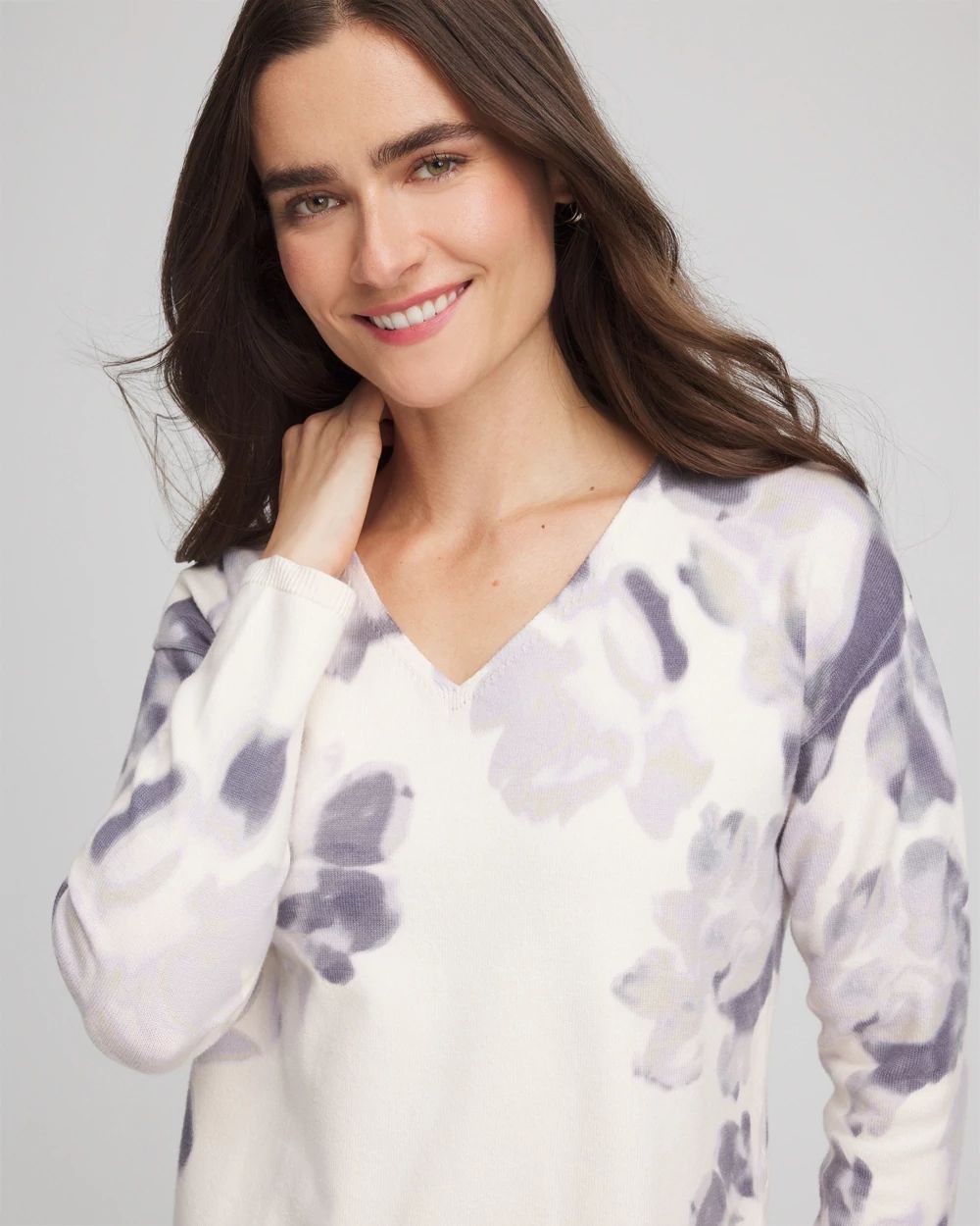 Printed V-Neck Sweater