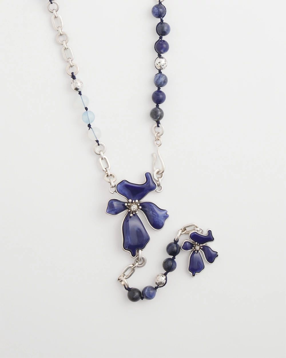 Blue Flower Long Y-Necklace