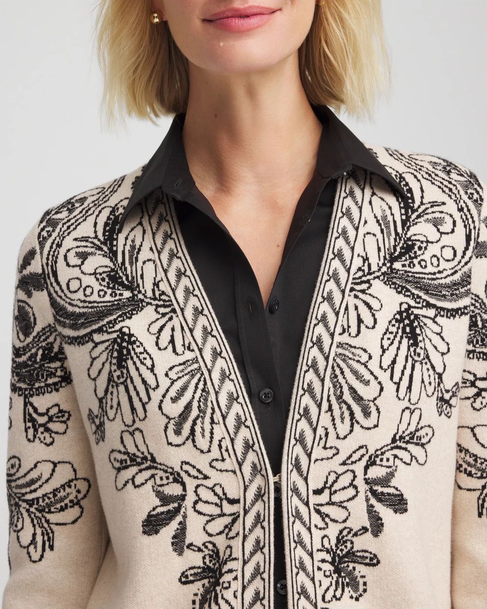 Jacquard Cotton-Blend Cardigan click to view larger image.