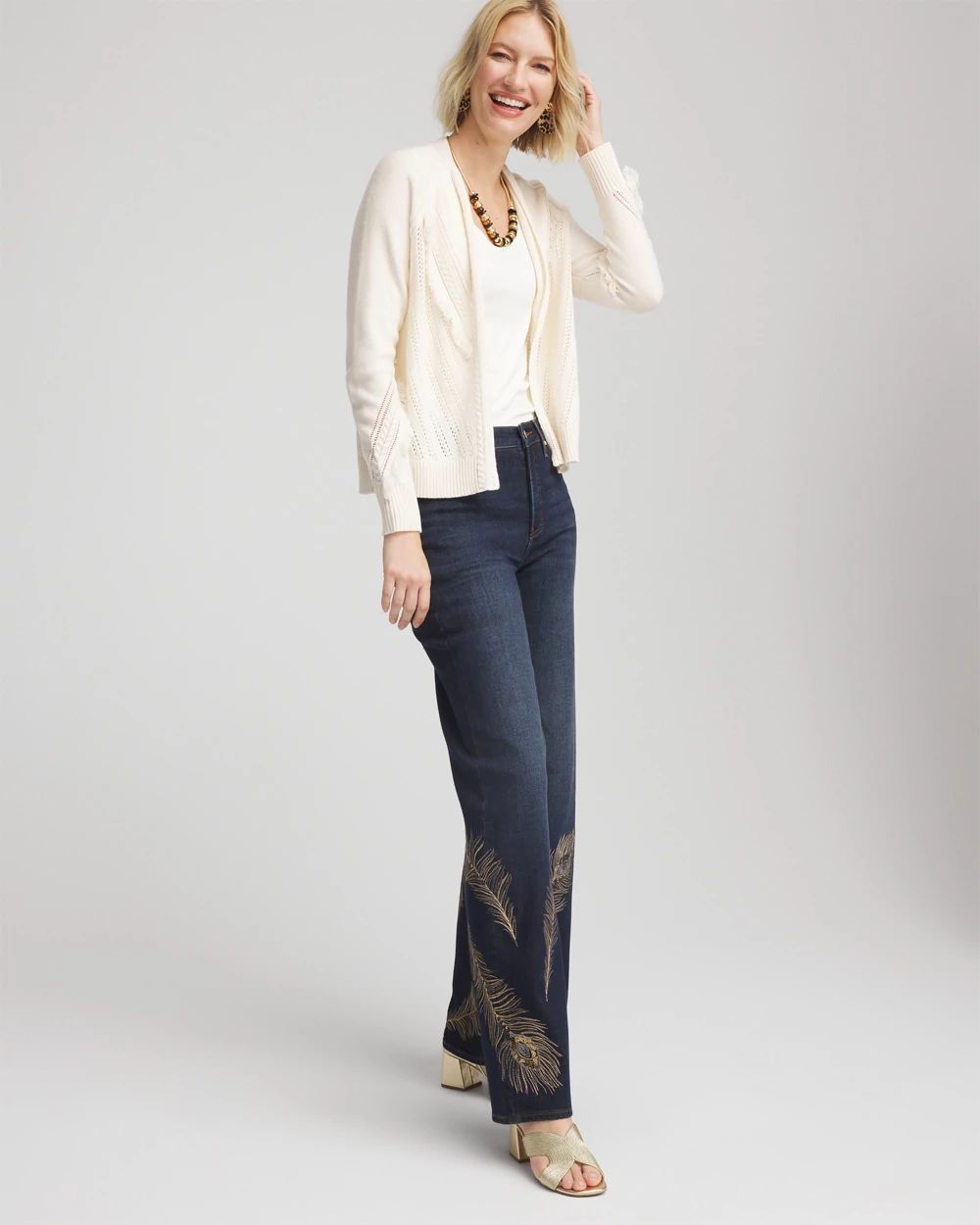 Cable Knit Fringed Sweater click to view larger image.