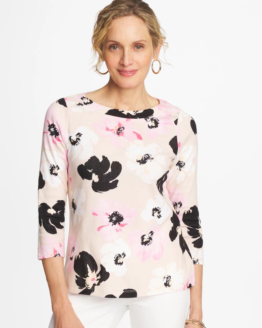 Printed Pima 3/4 Sleeve Tee