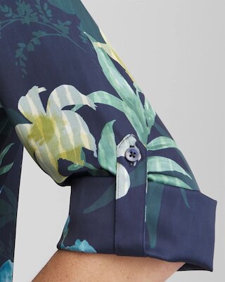 Satin Floral Maxi Shirtdress click to view larger image.