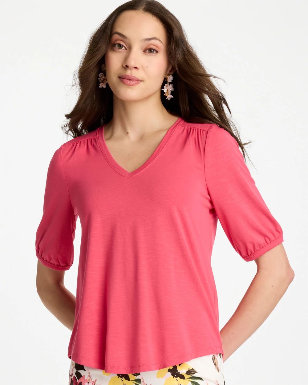 Shirred Elbow Sleeve Tee