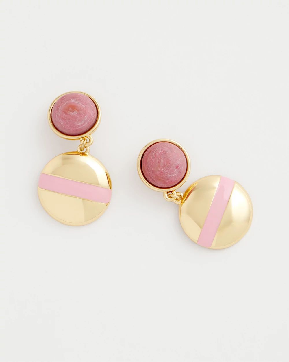Pink Enamel Sphere Drop Earrings