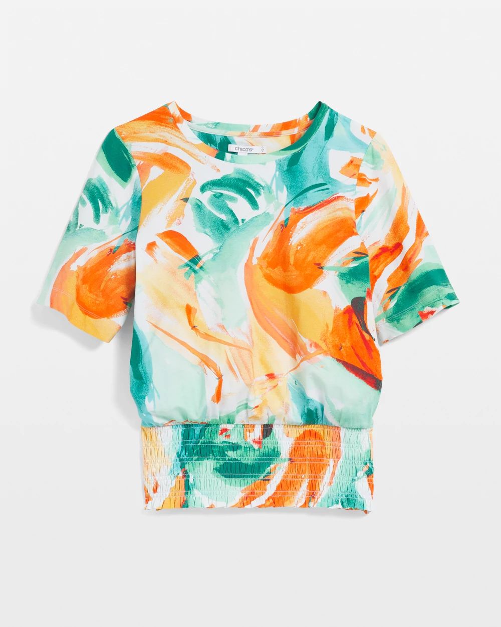 Touch of Cool™ Abstract Smocked Waist Tee click to view larger image.