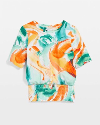 Touch of Cool™ Abstract Smocked Waist Tee click to view larger image.