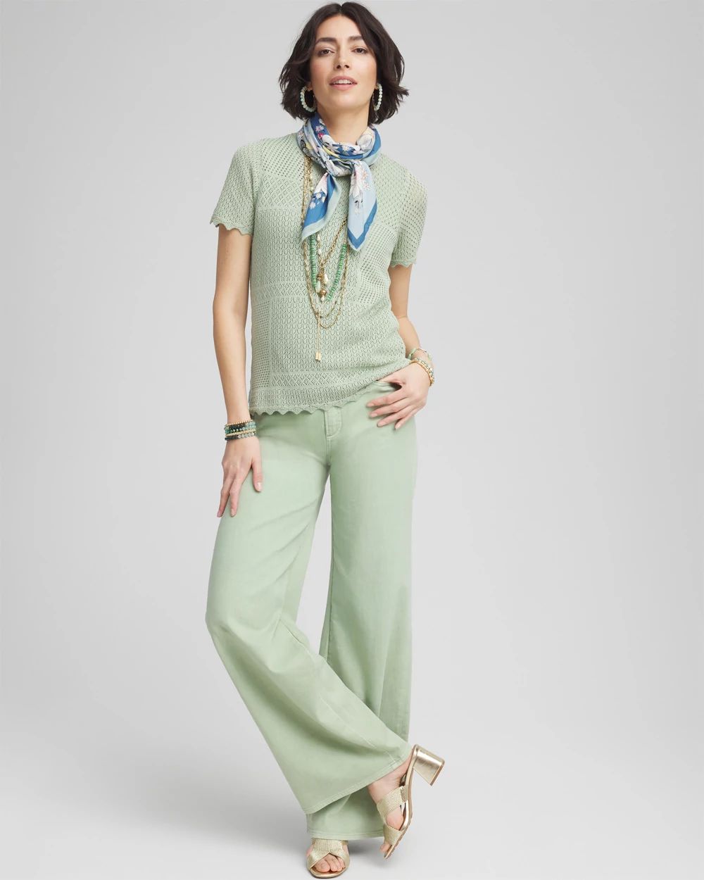 Pointelle Crewneck Sweater Tee