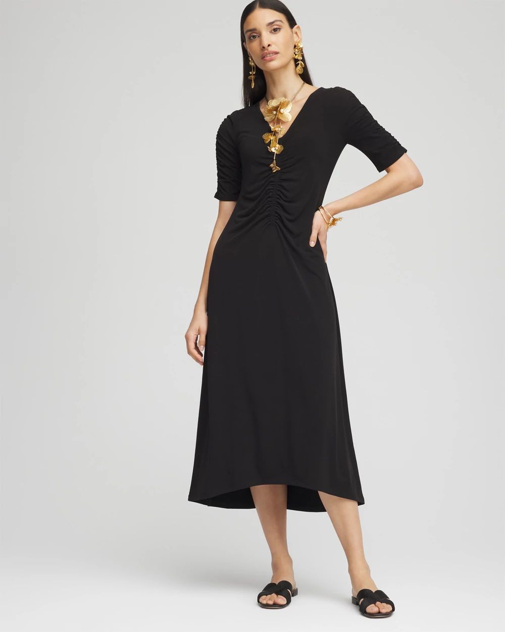 Ruched Jersey Midi Dress