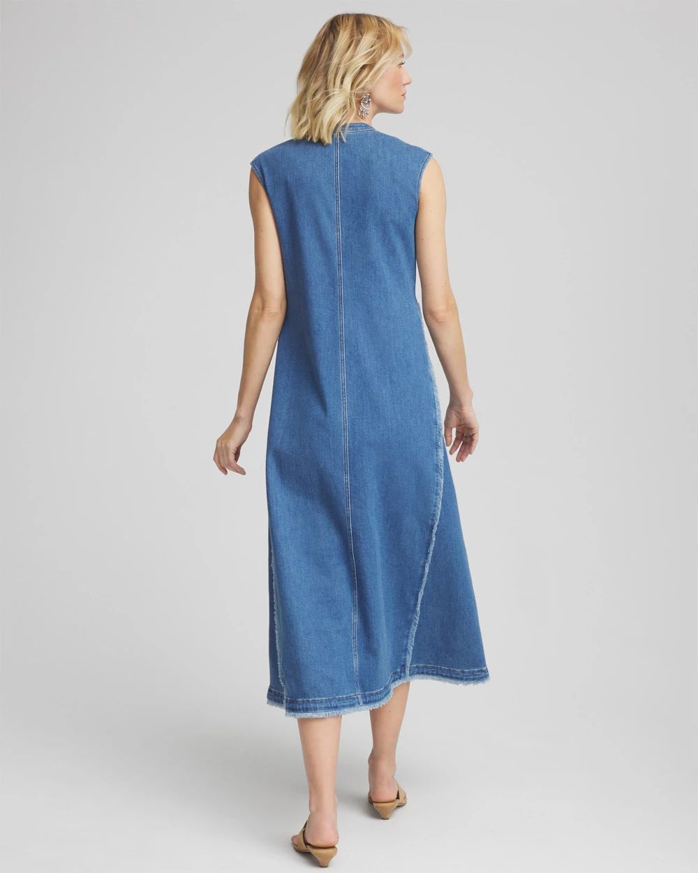 Frayed Denim Maxi Dress