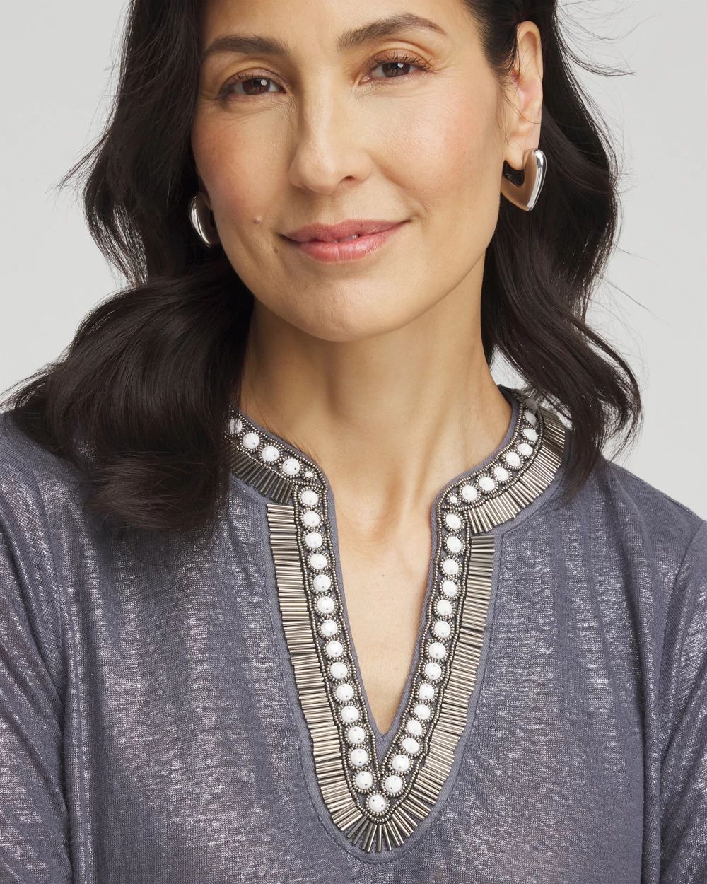 Linen Foil Embellished Tunic