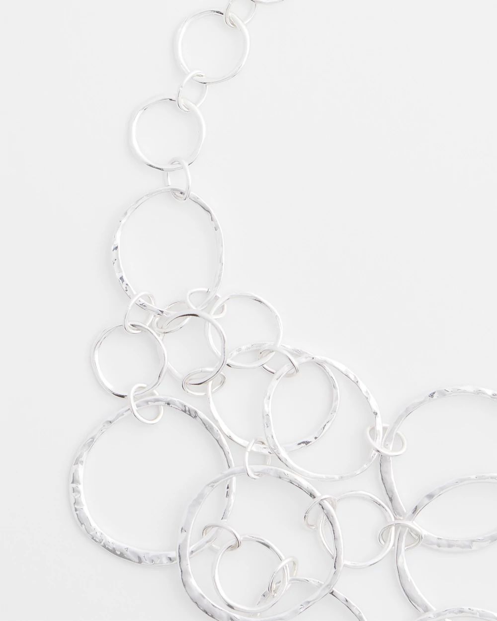 Short Silvertone Multi-Strand Link Necklace