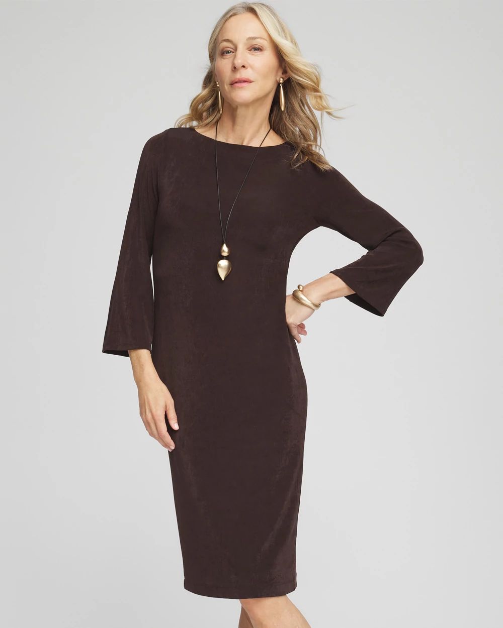 Travelers™ Bell Sleeve Boat Neck Dress