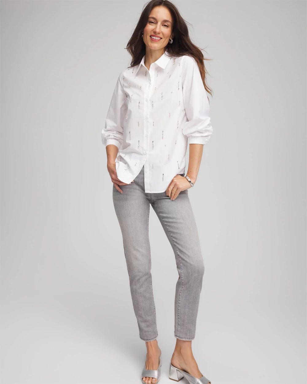 Jeweled Poplin Shirt click to view larger image.