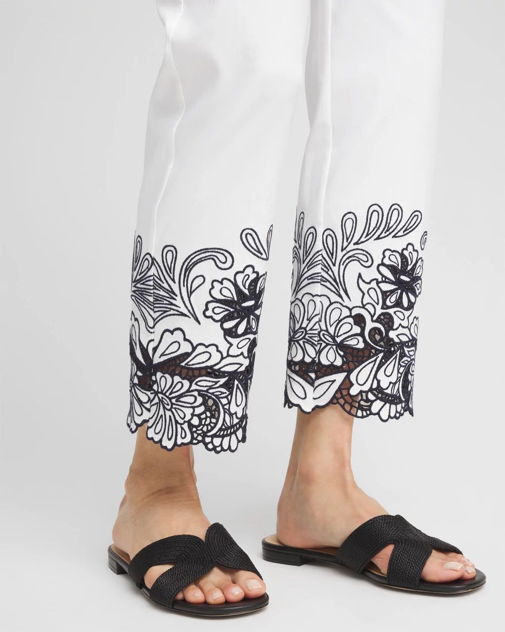 Petite Brigitte™ Lace Embroidered Cropped Pants