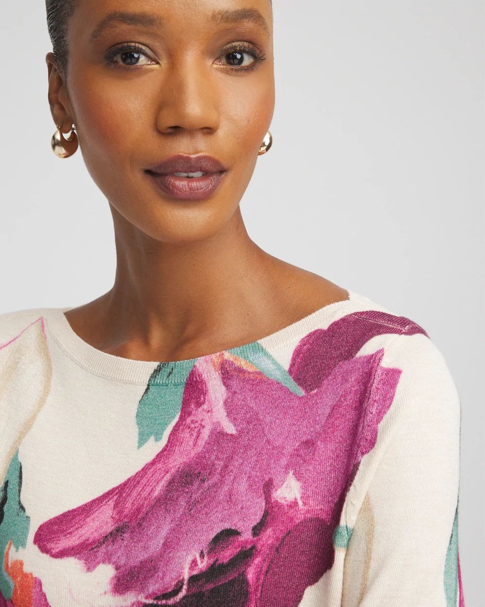 Ella Boatneck Watercolor Pullover Sweater click to view larger image.