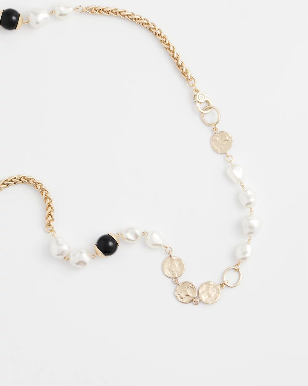 Gold Pearl Long Single-Strand Necklace