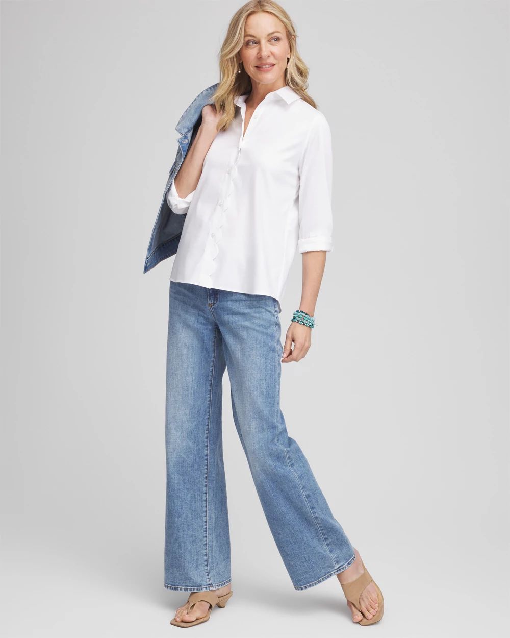 High Rise Wide Leg Jeans click to view larger image.