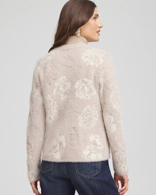 Fuzzy Jacquard Boyfriend Cardigan click to view larger image.