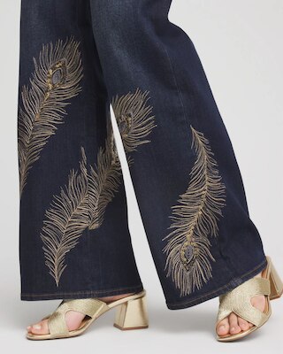 Embellished High-Rise Wide-Leg Jeans click to view larger image.