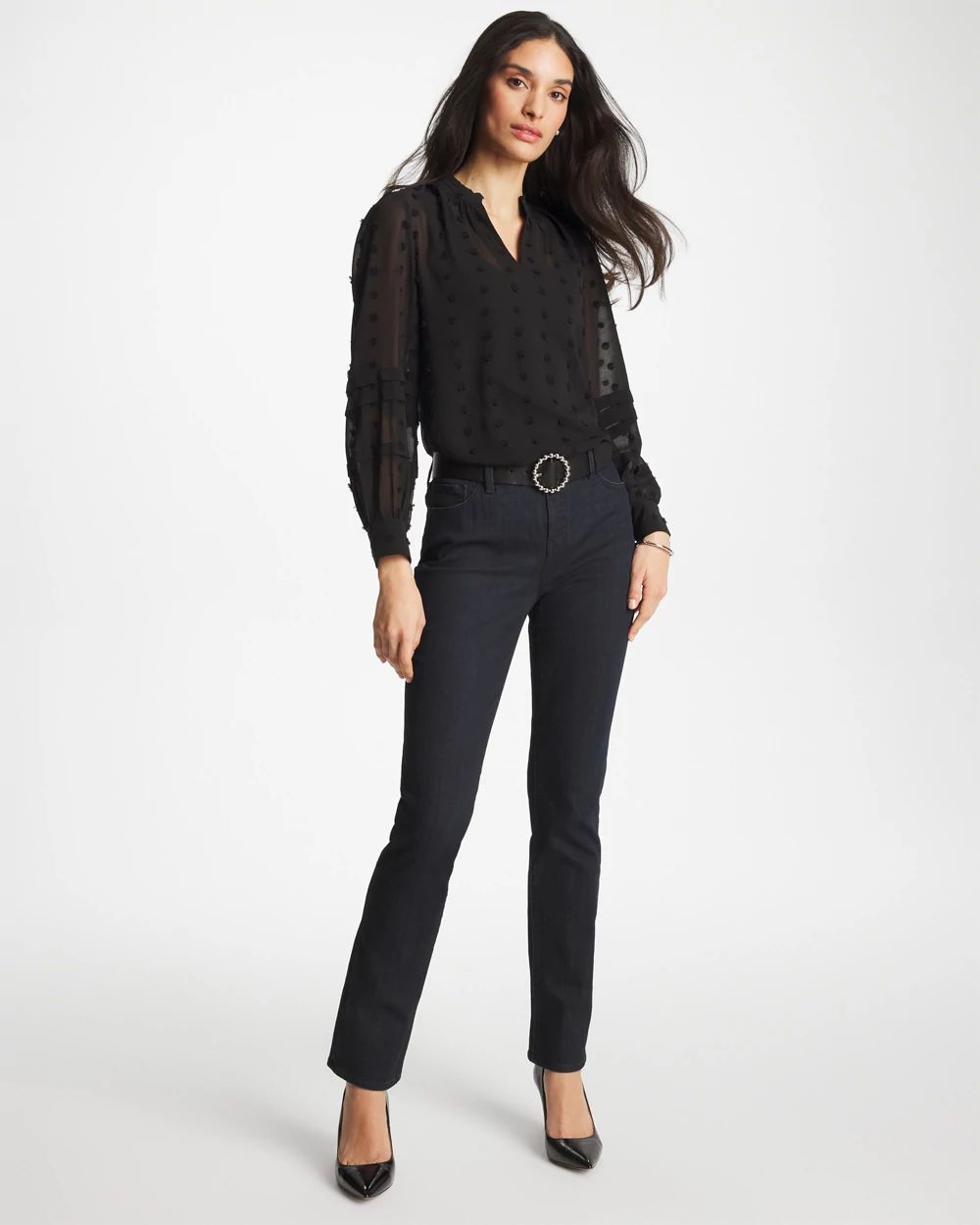 3D Dot Jacquard Chiffon Blouse