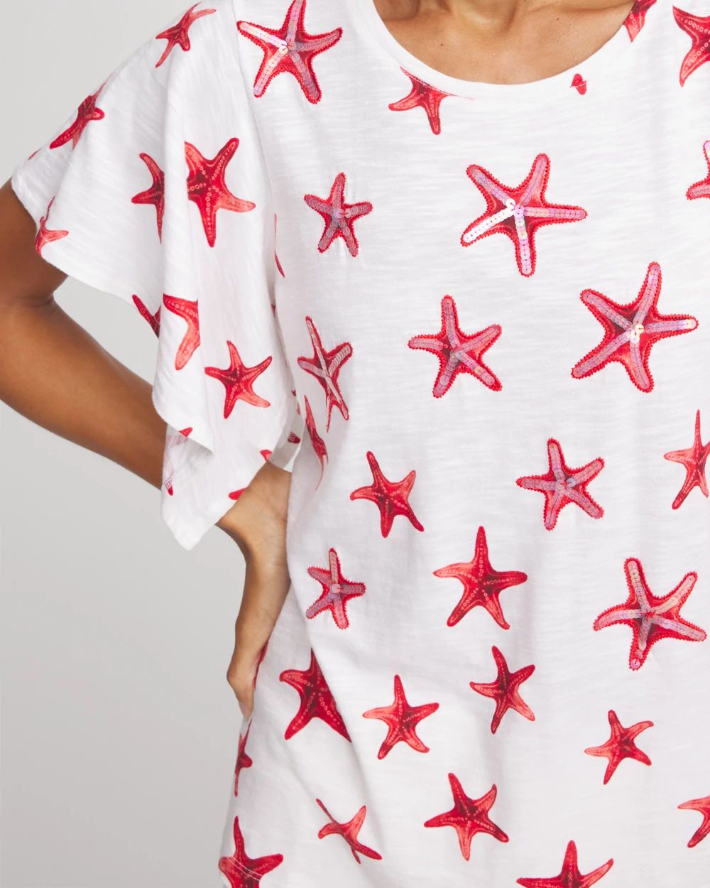 Starfish Handkerchief-Sleeve Slub Tee