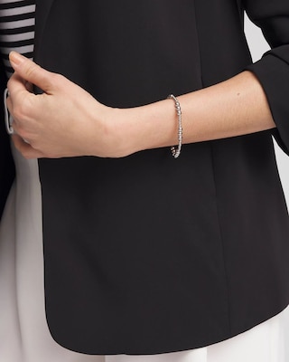 Silver-tone Small Bead Stretch Bracelet click to view larger image.