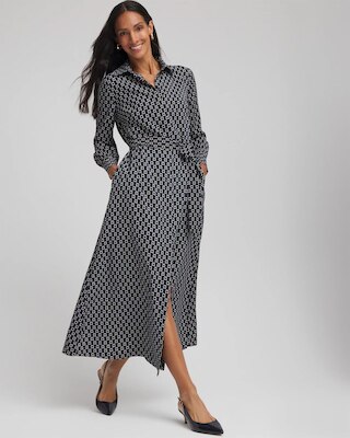 Chain Print Maxi Shirtdress click to view larger image.