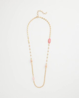 Pink Accent Long Single Strand Necklace