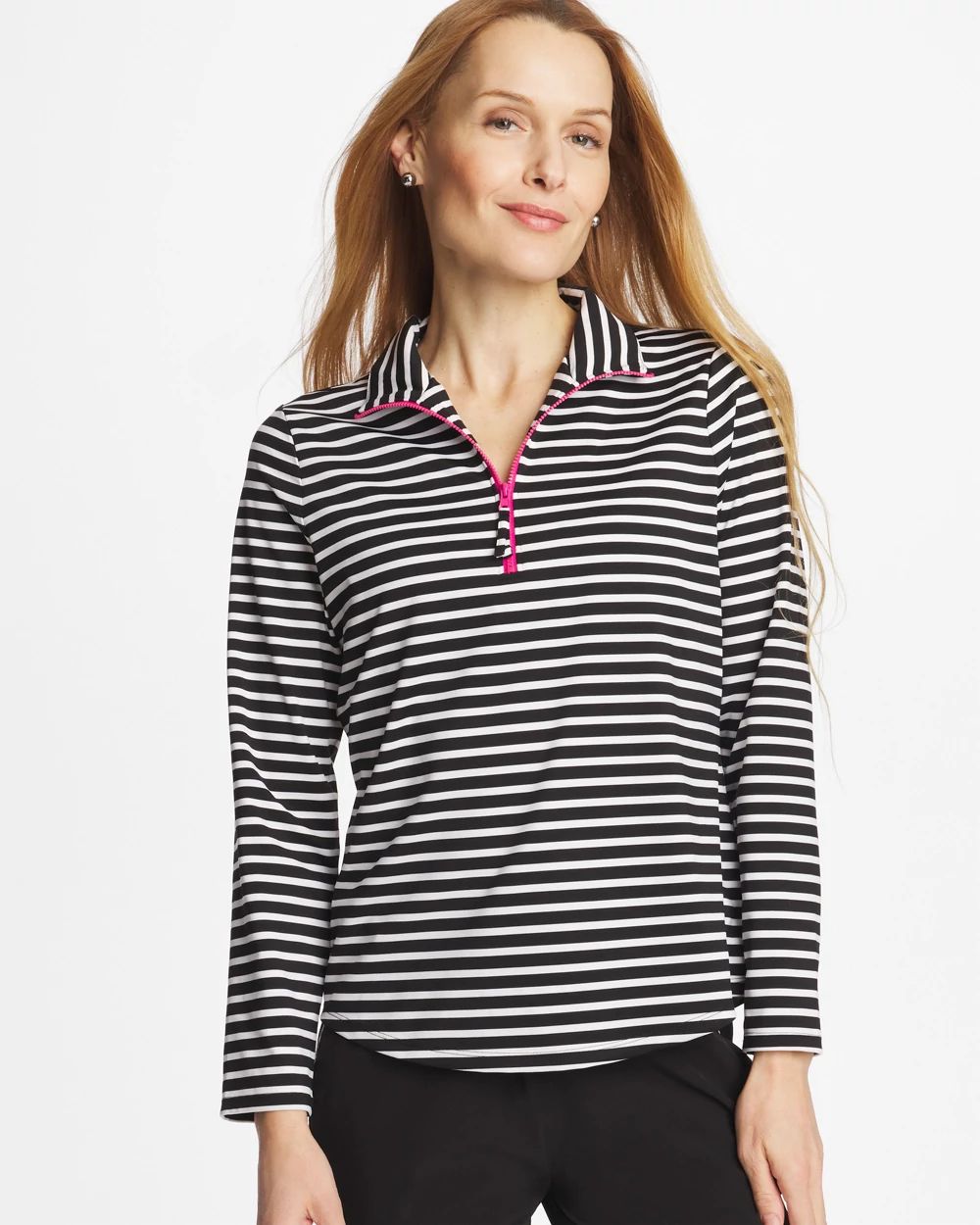 Zenergy® UPF Striped Contrast Half Zip Pullover Top