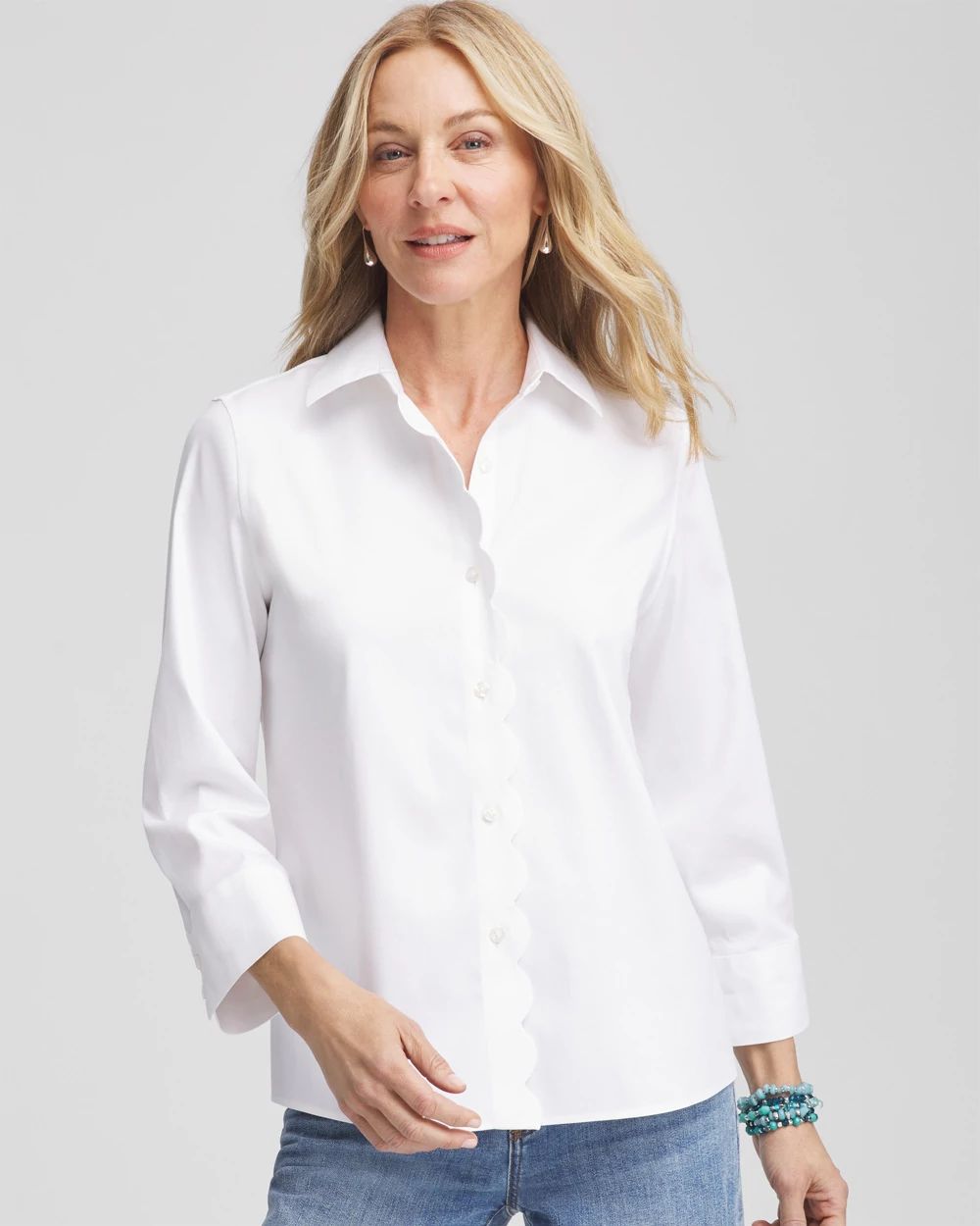 No Iron™ Scalloped Placket Shirt