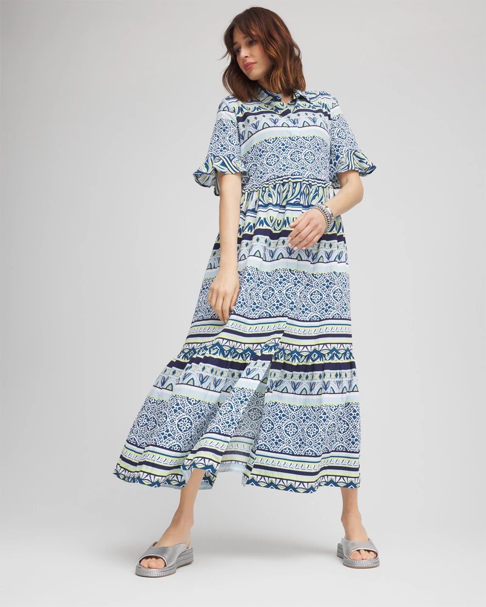 Flutter-Sleeved Maxi Dress click to view larger image.