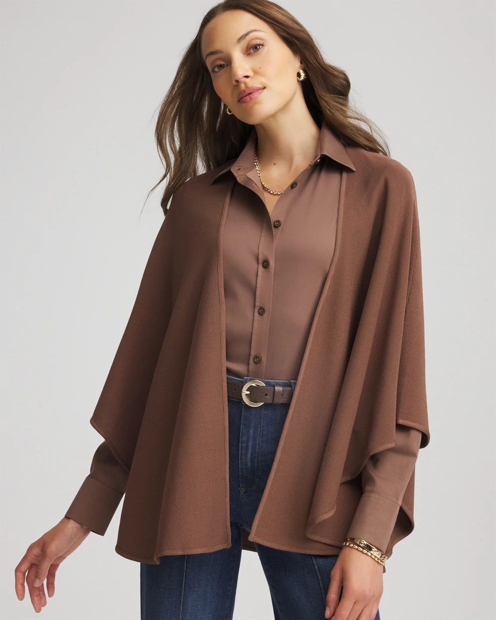 Crepe Open-Front Ruana