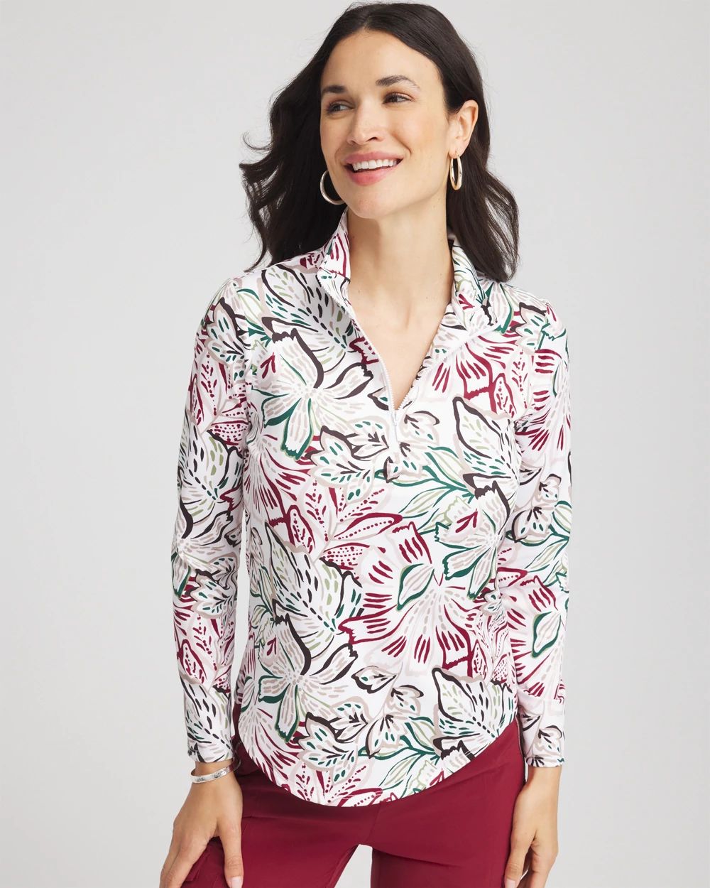 Zenergy® UPF Floral Mockneck Golf Top